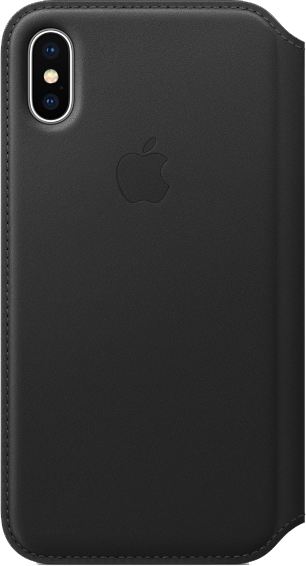 Etui folio en cuir pour iPhone X - noir
