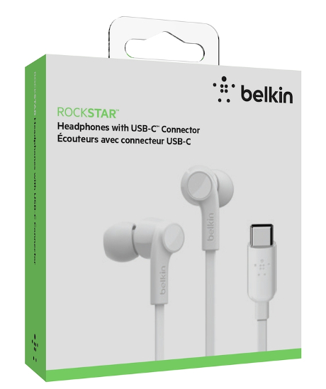 Ecouteurs filaires Belkin ROCKSTAR USB-C blanc