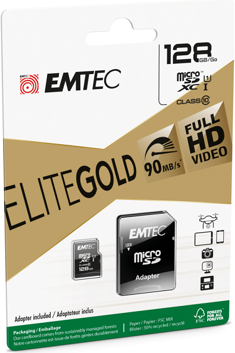 Carte Micro SD EMTEC 128 GB noir