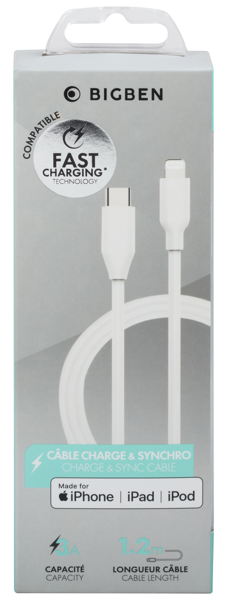 Câble USB-C vers Lightning blanc