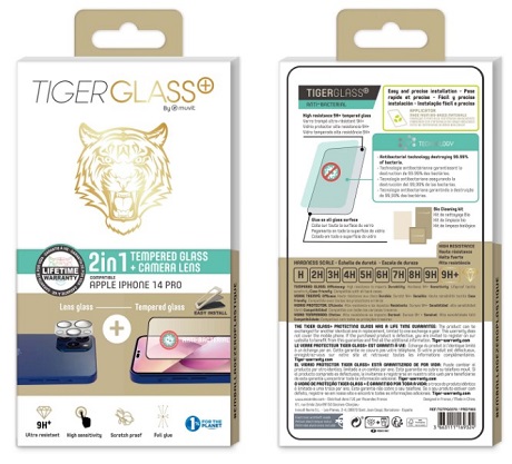 Pack Film Tiger Glass+ iPhone 14 Pro transparente