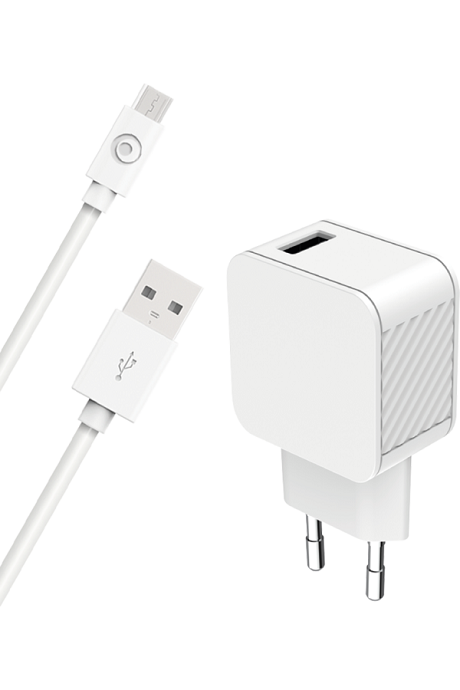 Chargeur secteur 2.4 USB A micro USB blanc