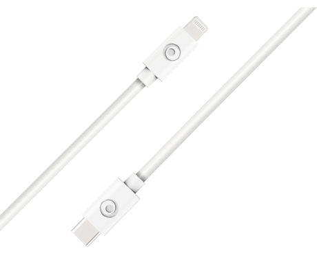 Câble de charge et synchronisation MFI Lightning/USB-C blanc