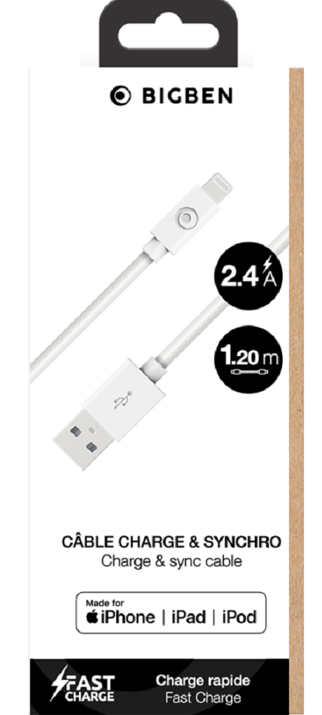 Câble de charge et de synchronisation USB-A/ Micro USB blanc