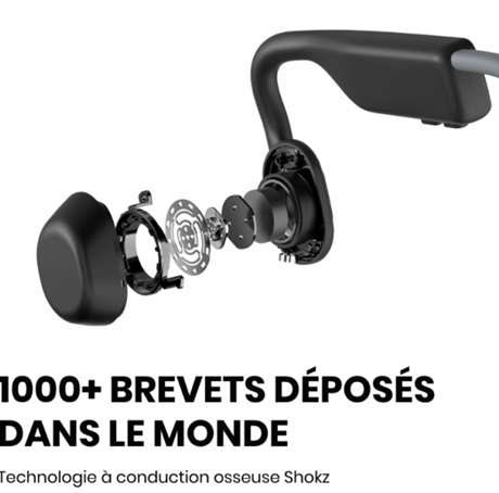 Casque OpenMove Shokz à conduction osseuse (BT) gris