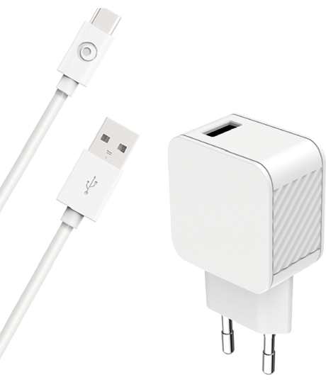 Chargeur secteur USB-A vers USB-C 15W blanc