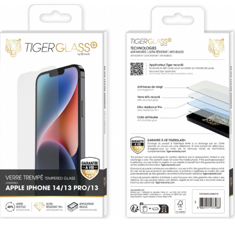 Film Tiger Glass+ recyclé iPhone 13/13 Pro transparente