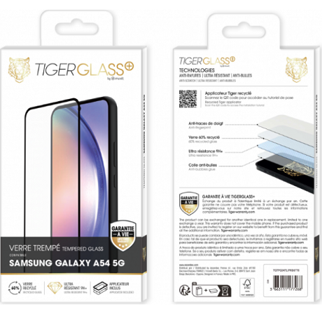 Film Tiger Glass+ recyclé Galaxy A54 5G transparente