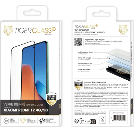 Film Tiger Glass+ recyclé Xiaomi Redmi  12 5G transparente