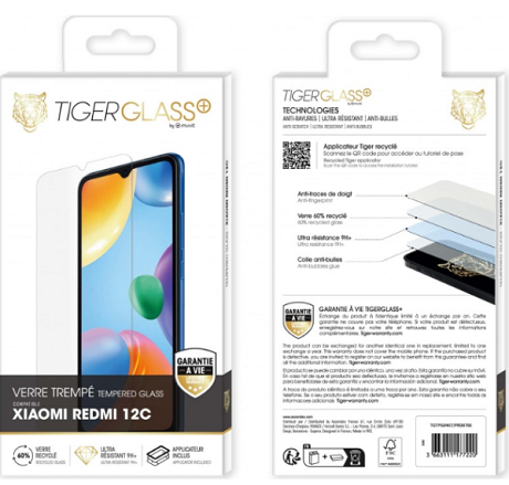 Film Tiger Glass+ recyclé Redmi 12 C 5G transparente