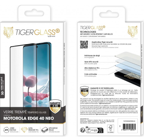 Film Tiger Glass+ recyclé Motorola Edge 40 Néo transparente