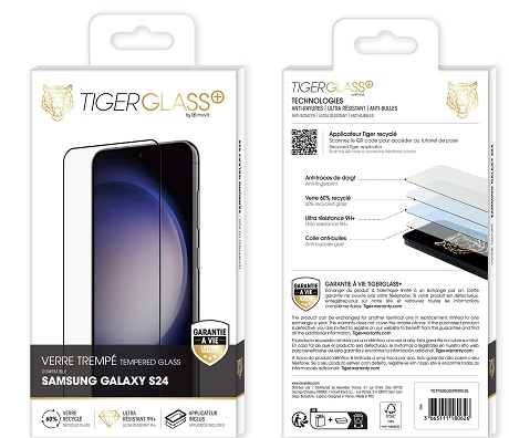 Film Tiger Glass+ recyclé Samsung Galaxy S24 5G transparente