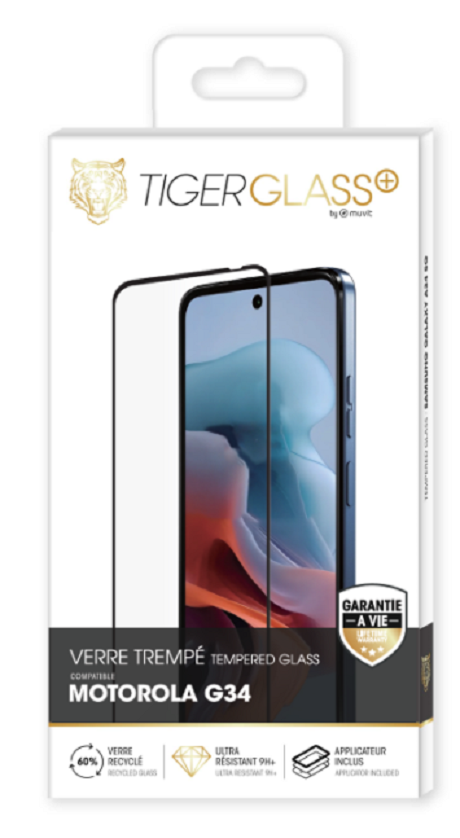 Film Tiger Glass+ recyclé Motorola G34 transparente