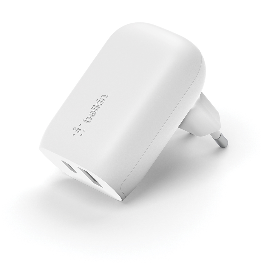 Tête de charge double port 42W USB-C USB-A Belkin blanc