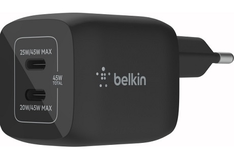 Tête de charge Belkin USB-C 2 ports 45W noir