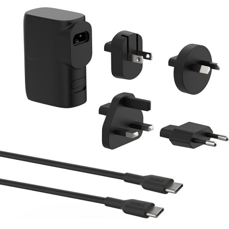 Chargeur secteur Travel 2 ports avec batterie inclus noir