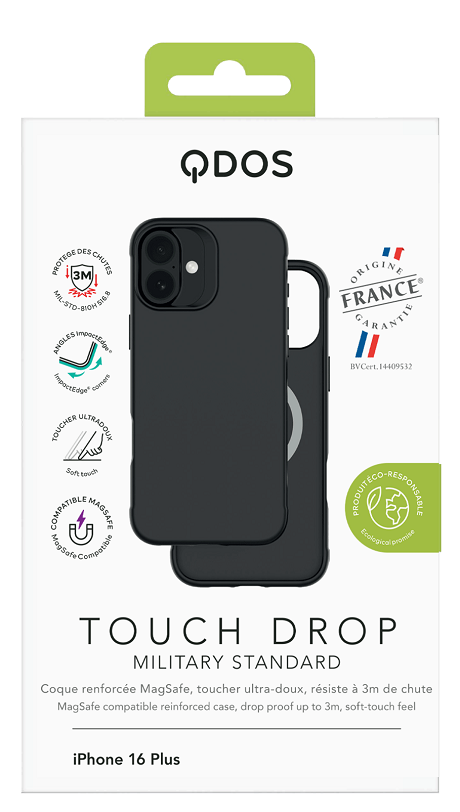 Coque Touch Drop MagSafe OFG iPhone 16 Plus noir