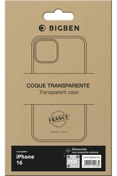 Coque Hybrid Bigben OFG iPhone 16 transparente