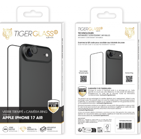 Pack Film Tiger Glass+ recyclé iPhone Air transparente