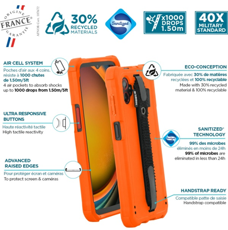 Coque renforcée + handstrap Protech GXY XCover7 Pro orange
