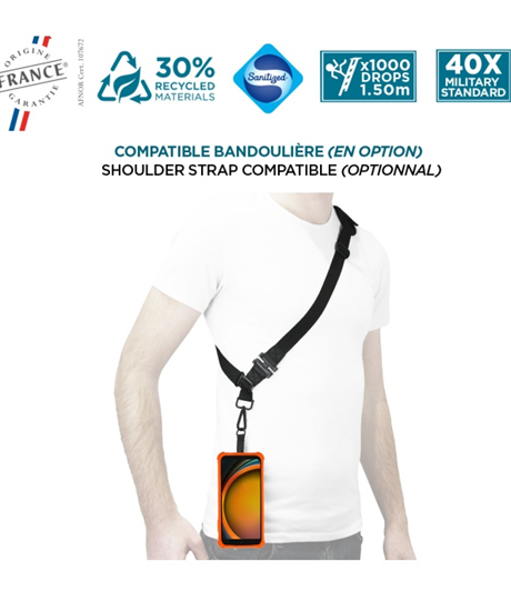 Coque renforcée + handstrap Protech GXY XCover7 Pro orange