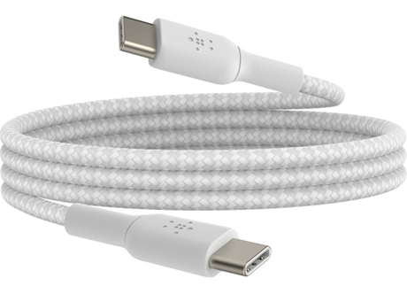 Câble renforcé tressé USB-C/C 60W 1 mètre blanc