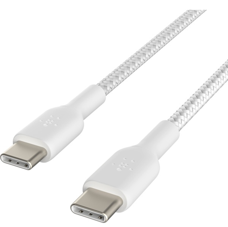 Câble renforcé tressé USB-C/C 60W 1 mètre blanc