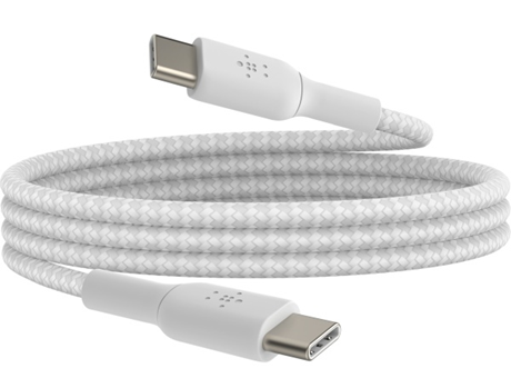 Câble renforcé tressé USB-C/C 60W, 2 mètres blanc
