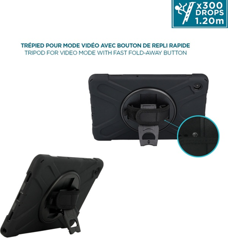 Coque renforcée ALLincase Galaxy Tab A11+ avec sangle noir
