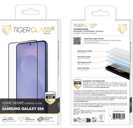 Film Tiger Glass+ recyclé Samsung Galaxy S26 transparente