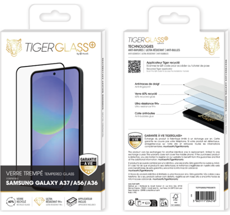 Film Tiger Glass+ recyclé Galaxy A37 transparente