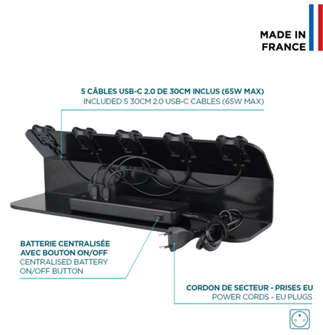 Station de charge 5 emplacements 120W Energia Mobile noir
