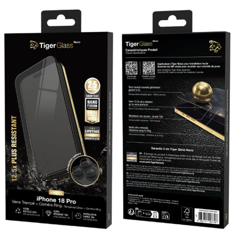 Film Tiger NanoFusion et caméra ring iPhone 18 Pro