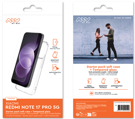 Pack MyWay coque + verre trempé Xiaomi Redmi Note  17Pro 5G