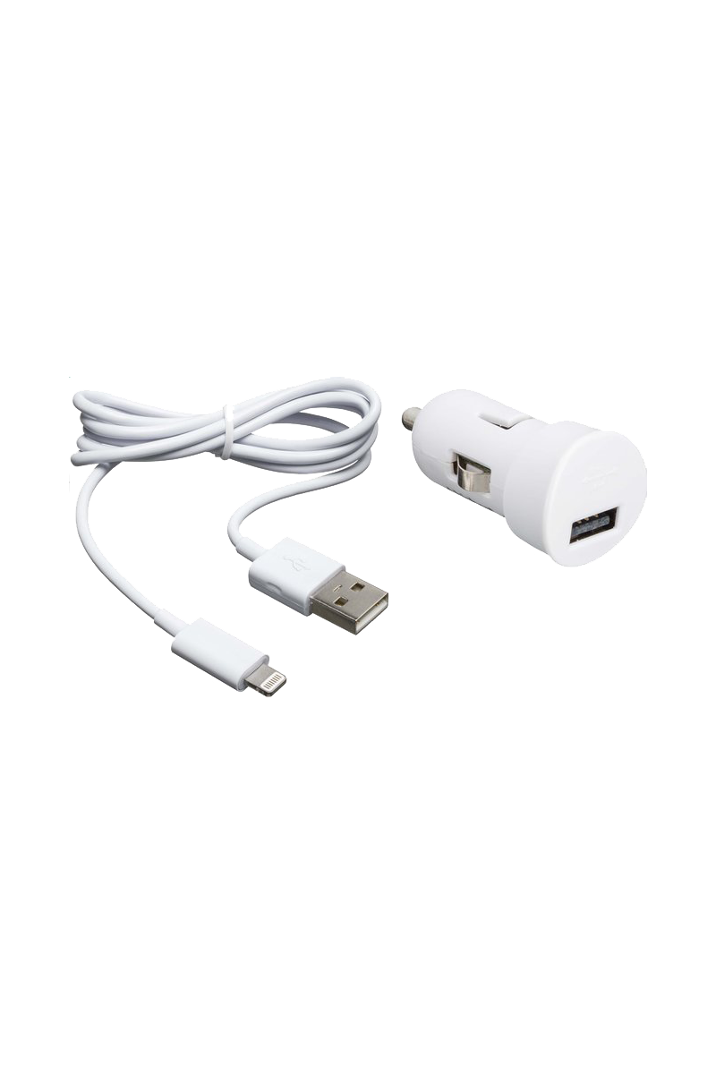 Chargeur allume cigare lightning 2,4A blanc (12/24 Volts)