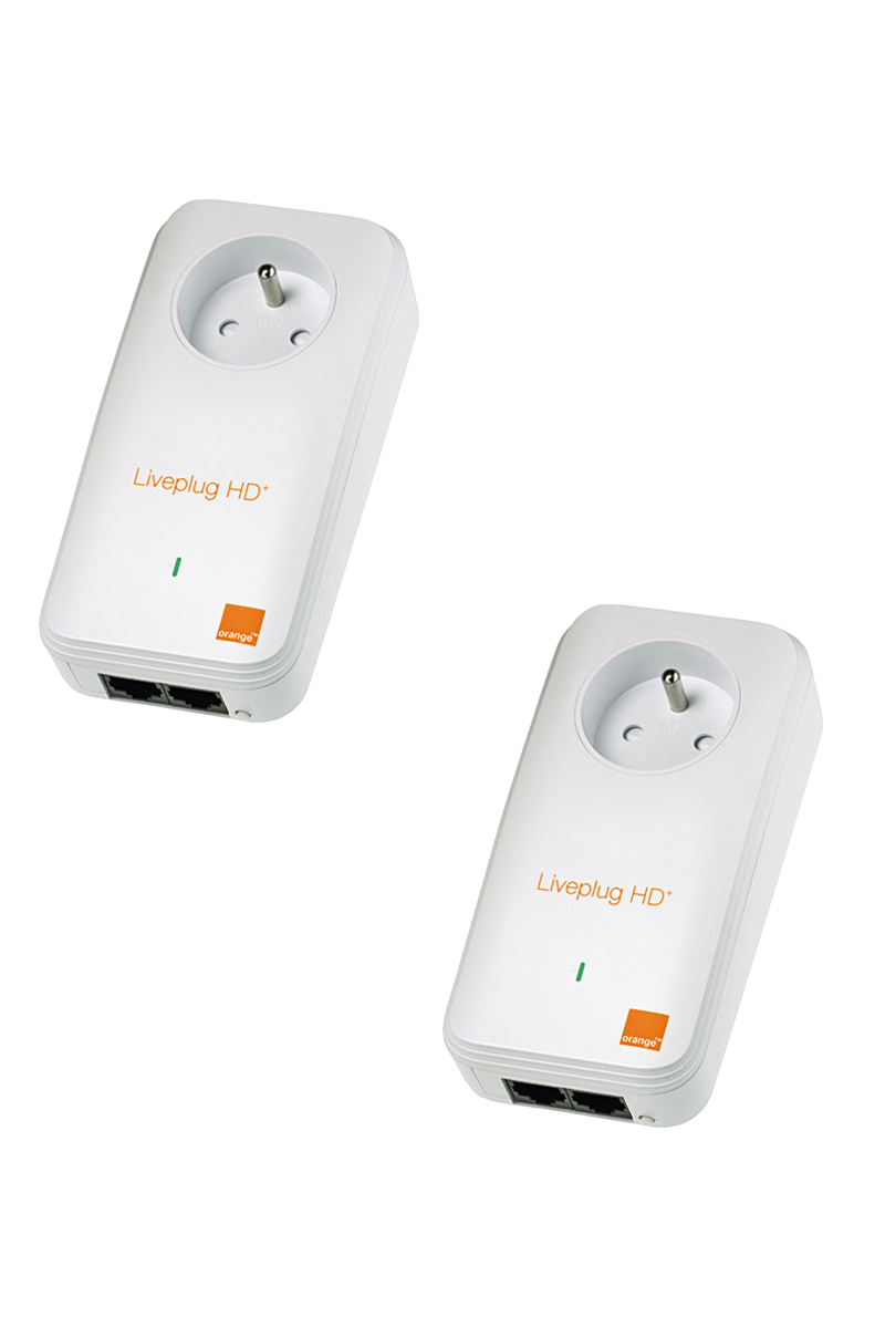 Paire CPL Orange Liveplug HD+ 200 Mbits/s0.2 Gbps gigabit megabit prise  ethernet