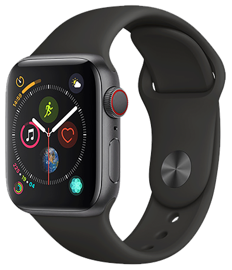 Apple Watch Series 4 4G boîtier gris 40 mm bracelet sport noir
