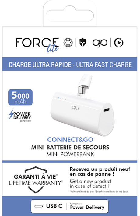 Batterie externe Force Power  5000 mAh USBC 20W blanc