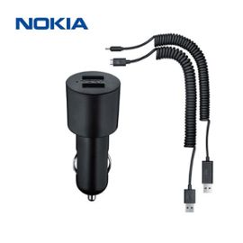 Chargeur Allume cigare 2 USB, câble micro USB + Nokia 2mm