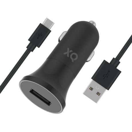 Chargeur allume-cigare 2,4 A câble USB-A vers micro-USB noir