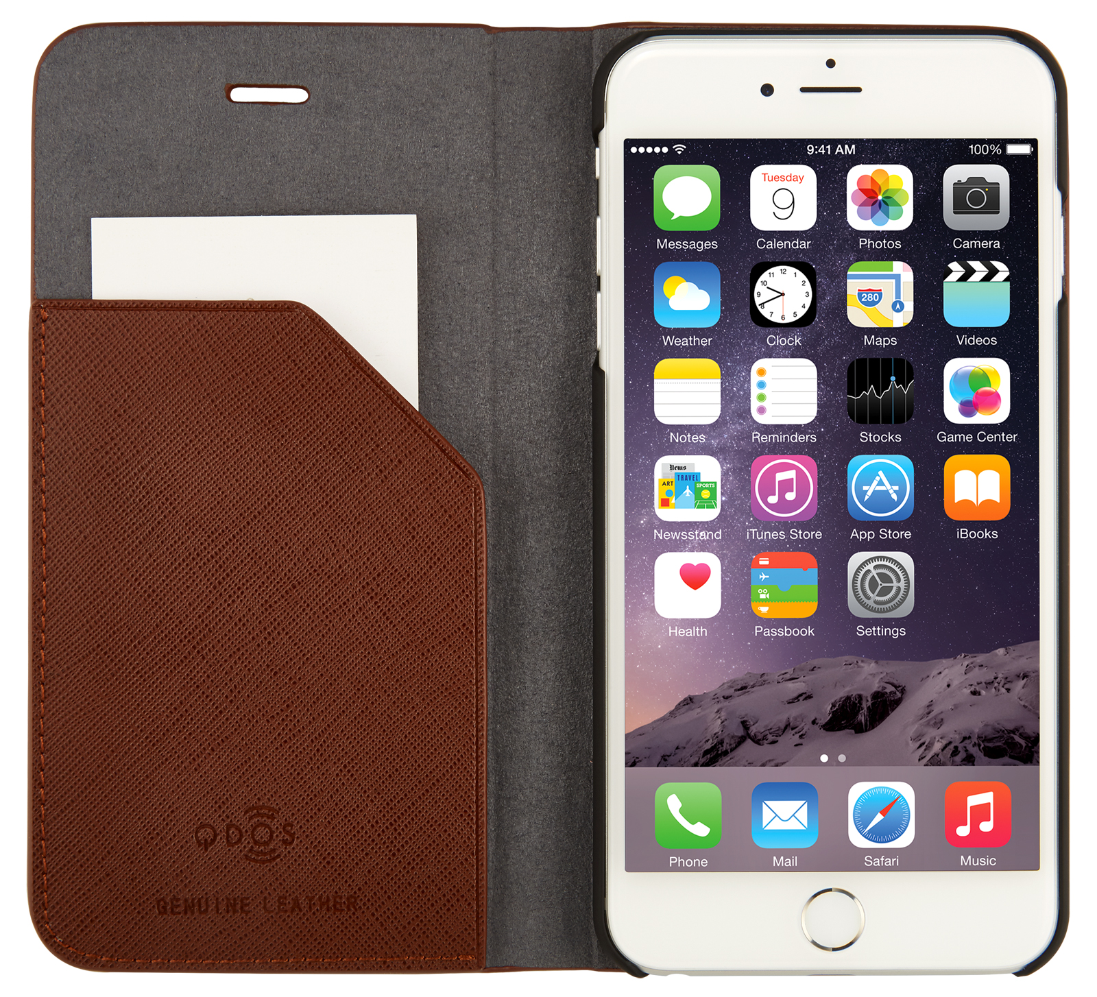  Etui folio Qdos en cuir marron pour iPhone 6 Plus 