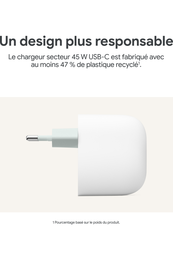 Tête de charge Google Power Delivery 45W blanc
