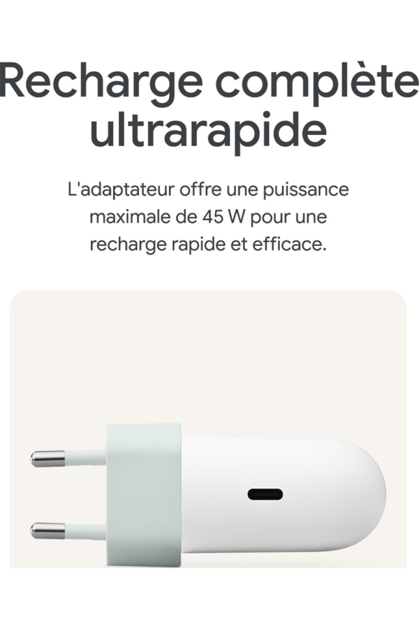 Tête de charge Google Power Delivery 45W blanc